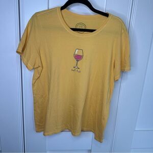 Large Yellow Life is Good Half Full Graphic Tee (r1)